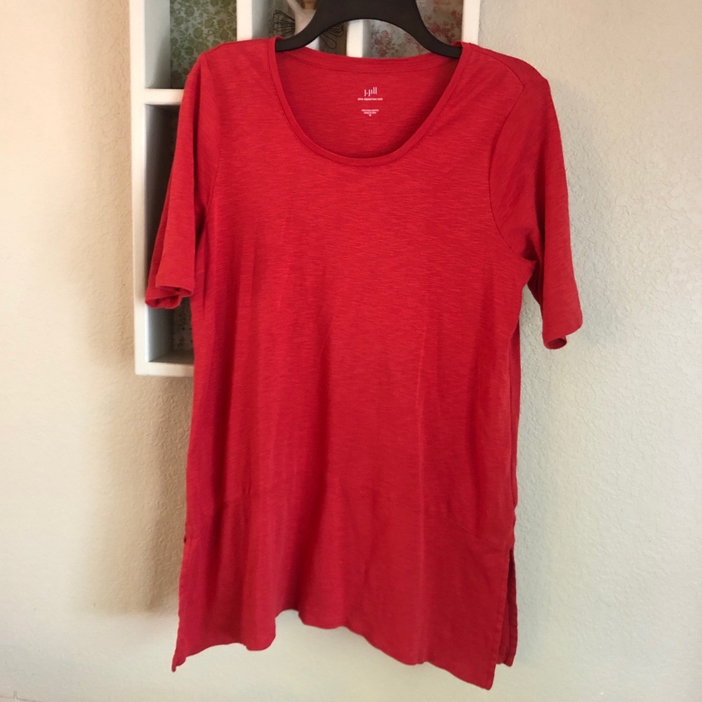 J. Jill Pima Dipped Hem Tunic Red Medium